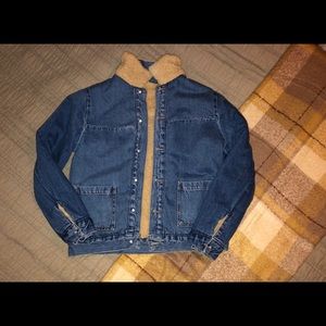 denim & faux shearling reversible jacket